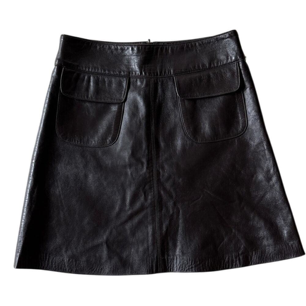 Vintage Y2K Jungal Brown Leather Mini Skirt Size 6